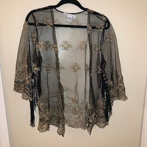 Sheer Black and Gold embroidered cover